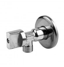 Кран шаровой латунь бытовой хром угловой с отражателем 1043 G1/2"х3/8" Ру10 НР переходной бабочка Aquasfera 1043-01