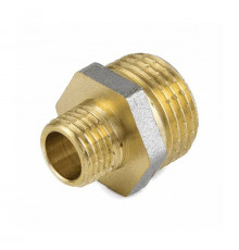 Ниппель латунь никель переходной Ду 15х8 (1/2"х1/4") НР 9023 ГОСТ 32585-2013 Aquasfera 9023-01